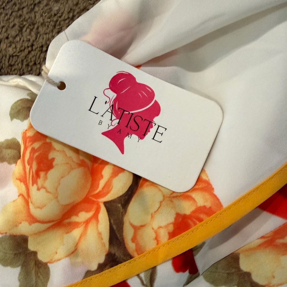 L'ATISTE Floral Romper with Red and Yellow Accents - Picture 2 of 5